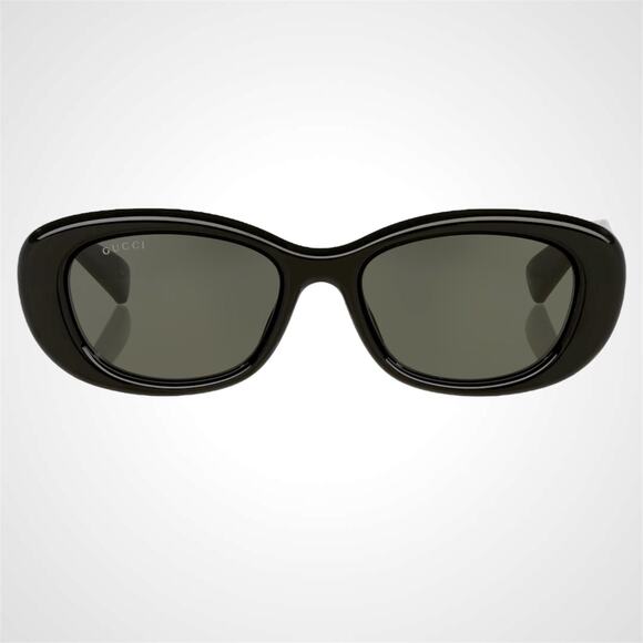 New GUCCI Sunglasses Black Oval Round Gold Metal GG 53mm Authentic Gucci - Picture 2 of 8